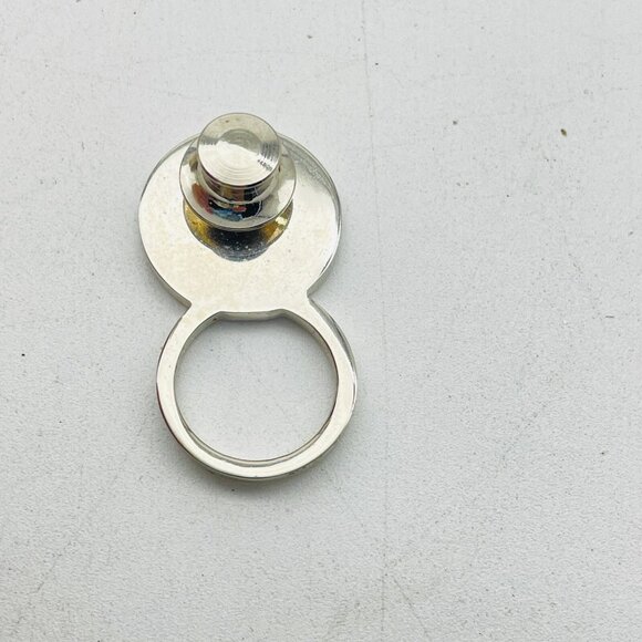 Modern Silver Tone Brooch Circle Ring Minimalist Geometric Statement Eyeglass - Picture 5 of 6